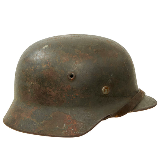 Original German WWII Army Heer M40 "No Decal" Steel Helmet with 1939 Dated 58cm Liner & Chinstrap - Stamped SE66 Original Items