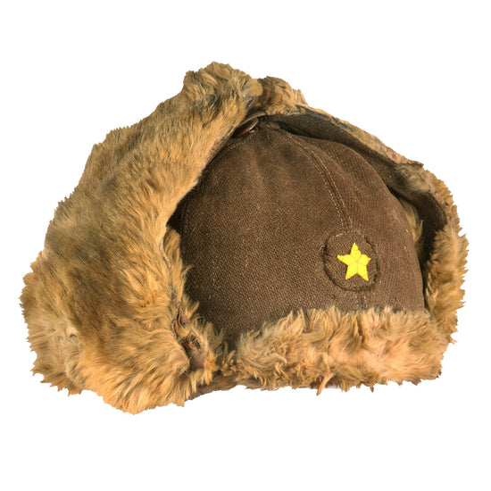 Original WWII Imperial Japanese Army EM/NCO Enlisted Winter Insulated Fur Cap Original Items