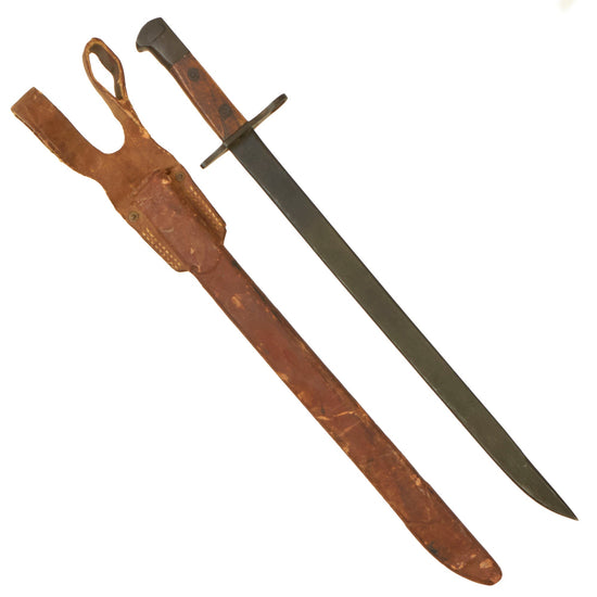 Original Japanese Late WWII Arisaka Type 30 Last Ditch Bayonet with Rubberized Canvas Sheath and Belt Loop Original Items