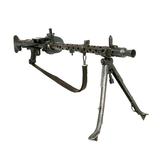Original German WWII MG 34 Display Machine Gun by Waffenwerke Brünn with Bakelite Butt Stock, Belt Carrier & Leather Sling - dated 1945 Original Items