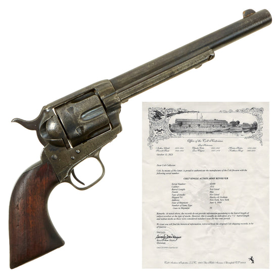 Original U.S. Colt .45cal Single Action Army Revolver made in 1878 with 7 1/2" Barrel & Factory Letter - Serial 42498 Original Items