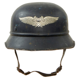 Original German WWII M38 Luftschutz Beaded Gladiator Air Defense Helmet with 57cm Liner - dated 1938