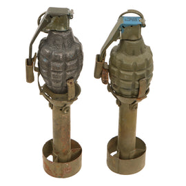 Original U.S. WWII M1 Grenade Projection Adapters Modified to M1A2 Configuration in 1969 with Reproduction Grenades - Pair