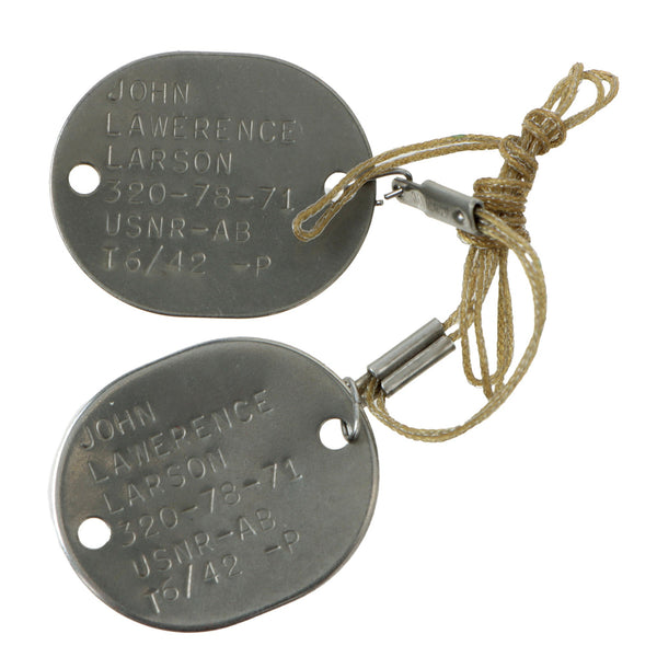 Original U.S. WWII Navy Dog Tag, Engraved Pocket Watch, and Boxed