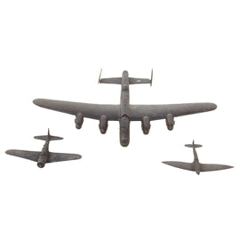 Original U.S. WWII British & Japanese Mitsubishi 00, Spitfire, and Lancaster Recognition Model Airplane Lot by Cruver - Dated 1942 & 1943