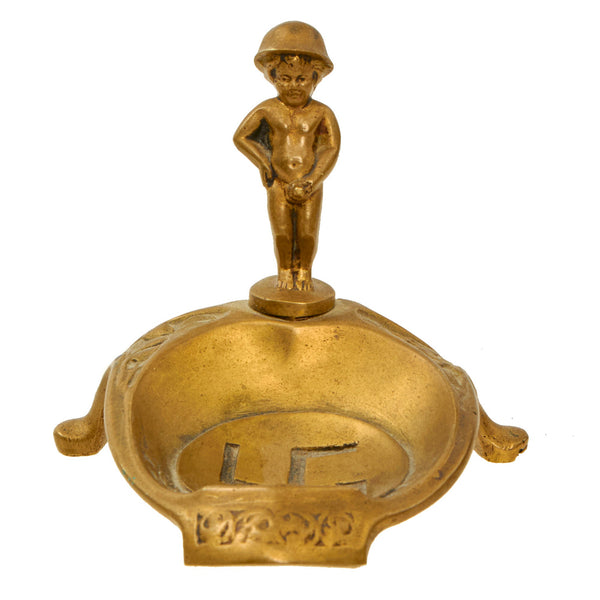Original U.S. WWII Belgian Bringback Brass Anti-NSDAP Ashtray