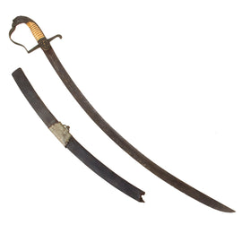 Original U.S. Mexican-American War Era Etched Officer's Eagle Head Sword with Ivory Grip & Partial Leather Scabbard