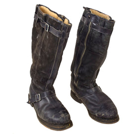 Original German WWII Matched Pair of Luftwaffe Electric Heated Leather Flight Boots - Size 28 1/2