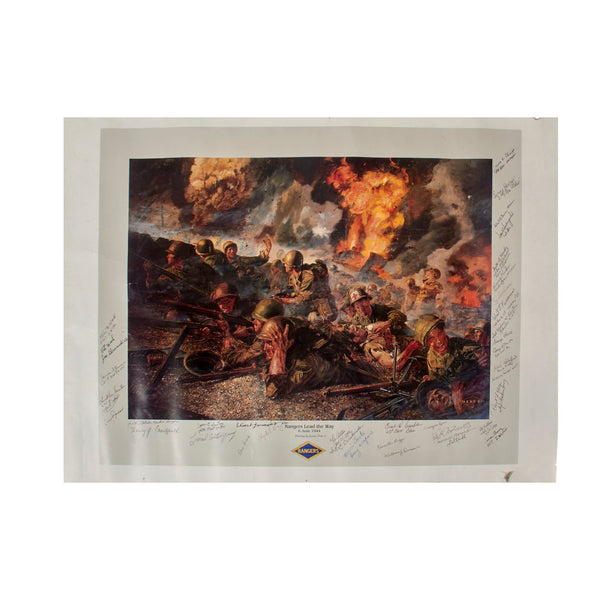 ★１９４０年代＊アメリカ軍＊陸軍＊第４６野戦砲兵大隊ＤＩ/クレストバッジ（実物） Original Signed Print: “Rangers Lead the Way 6 June 1944” by James