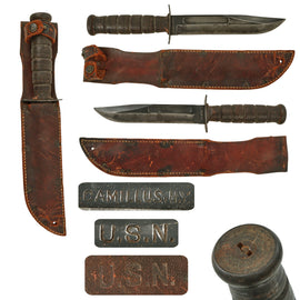 Original U.S. WWII USN Mark 2 KA-BAR Fighting Knife by CAMILLUS in Original Leather Sheath