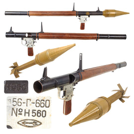 Original Soviet Cold War Inert RPG-2 Rocket Propelled Grenade Launcher Serial H560 by Kovrov Mechanical Plant with Rubber U.S. EOD Training Rocket