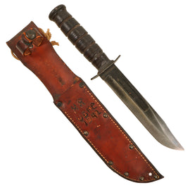 Original U.S. WWII USMC Mark 2 KA-BAR Fighting Knife by CAMILLUS in Leather Sheath
