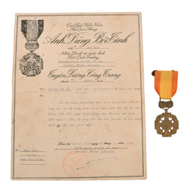 Original State of Vietnam First Indochina War 1st Airborne Battalion Gallantry Cross Medal with 1953 Citation Certificate Named to Private Nguyen Van Hao