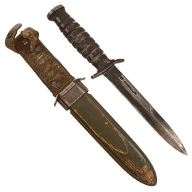 Original U.S. WWII Blade Marked Second Pattern M3 Fighting Knife by Camillus with M8 Scabbard by B.M. Co.