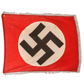 Original German WWII SA or NSDAP Fringed Political Storm Flag, Unmarked, 45" x 54"