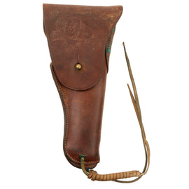 Original U.S. WWI M1916 .45 Colt 1911 Leather Holster by Clinton Saddlery with Braided Leg Tie Down - Dated 1917