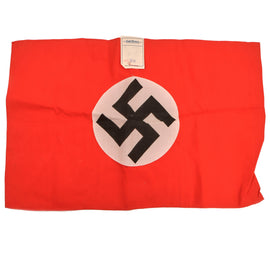 Original German WWII Unissued NSDAP Double Sided Political Flag with Kaufhaus Carl Peters Retail Label, 14" x 22"