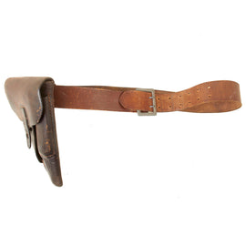Original German WWII 1944-Dated Brown P.38 Softshell Breakaway Holster with 45mm Officer’s Open Claw Buckle Belt