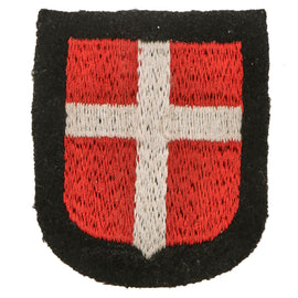 Original German WWII Waffen-SS Danish Volunteer Sleeve Shield - Dachau Depot Type