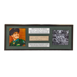 Original U.S. WWII Framed Signature of USMC Medal of Honor Recipient John Basilone - 8 ¼ x 20 ¼”