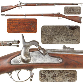 Original U.S. Civil War Springfield Model 1861 Contract Rifle Musket by Norwich Arms Co. with 1863 Dated Lock