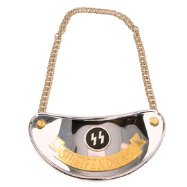 Original German WWII Excellent SS Streifendienst Patrol Duty Gorget with Chain Attributed to Wilhelm Schröder & Co. - SS 140 RZM