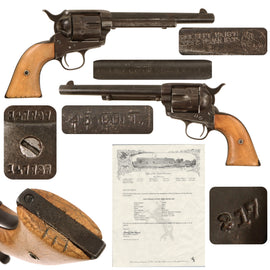 Original U.S. Colt .45cal Single Action Army Revolver Made in 1892 with 7 1/2" Barrel, Ivory Grips, and Factory Letter - Serial 147797