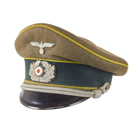 Original German WWII Rare Heer Army Panzergrenadier Officer Schirmmütze Visor Crush Cap by EREL