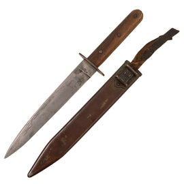 Original WWI Austro-Hungarian Fighting Knife by Zeitler with Steel Scabbard & Partial Leather Strap