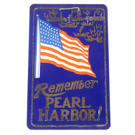 Original WWII U.S. Homefront “Remember Pearl Harbor”Gravel Lettering American Flag Sign