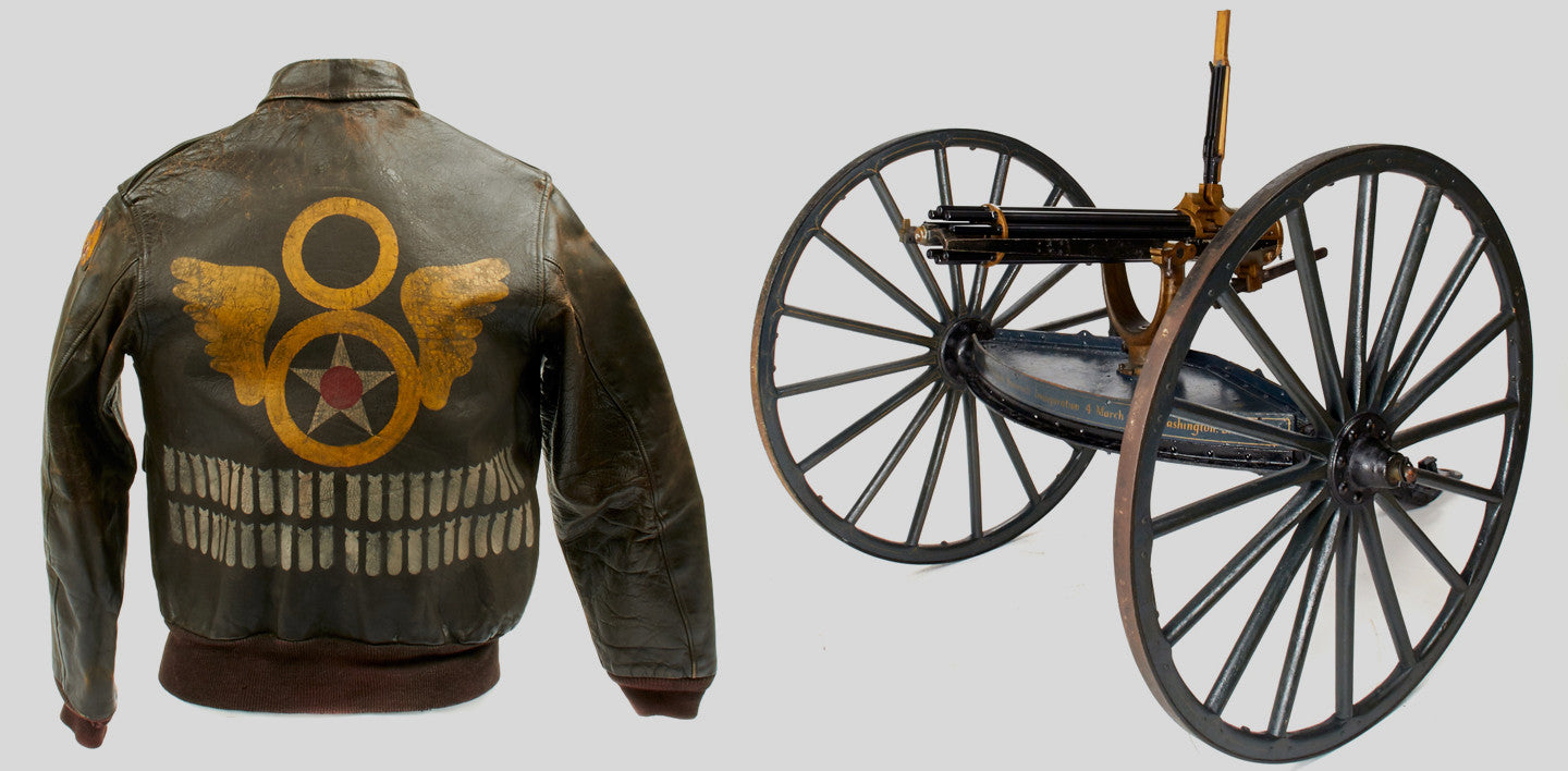 Military jacket and antique cannon