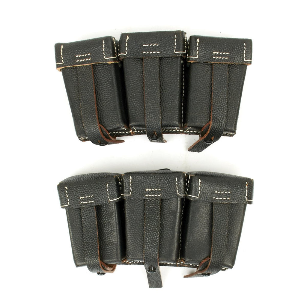 German WWII 98K Black Leather Triple Ammunition Pouch (Set of 2) New Made Items