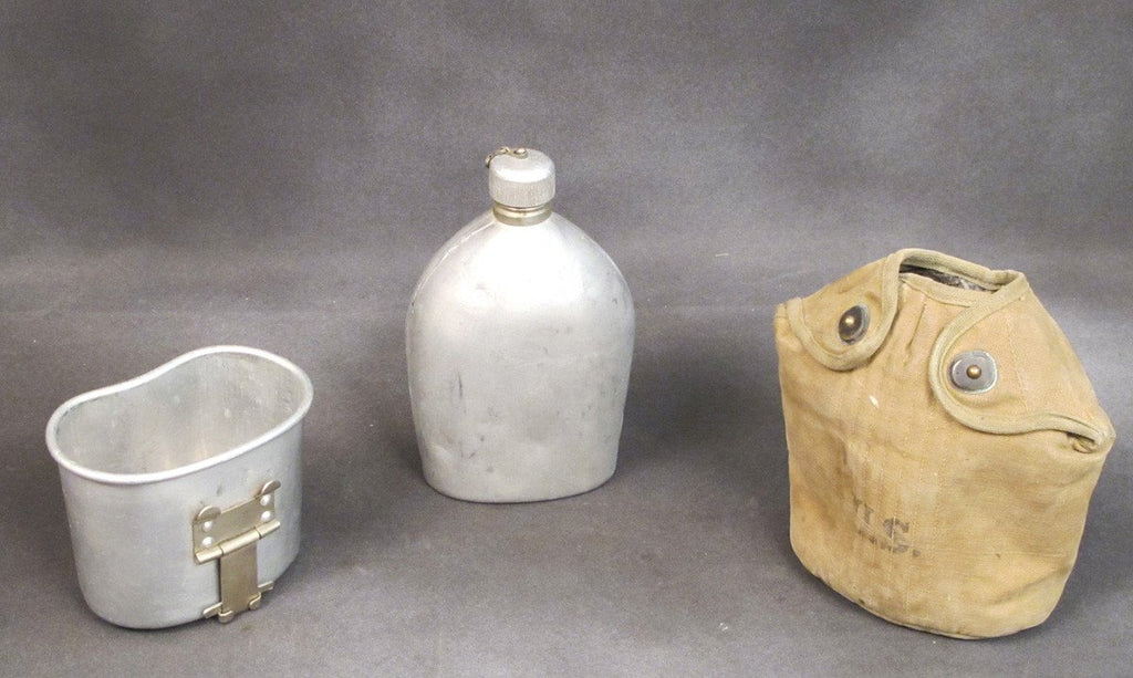 U.S. WWI M-1910 Canteen in WW2 Infantry Carrier: WWI Dated & Marked Original Items