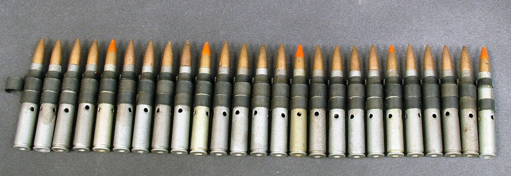 US WW2 Steel Dummy Ball Cartridges In Links: 25 Rounds (Ball/Tracer) Original Items