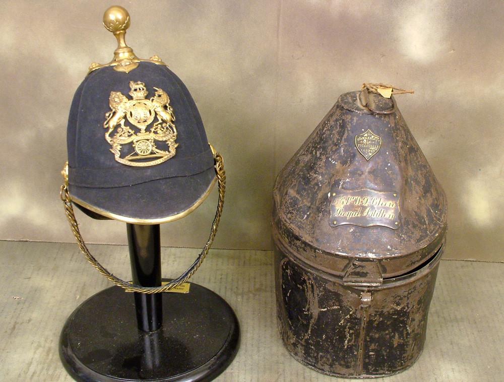 British Victorian Officer Blue Cloth Helmet: Royal Artillery (One Only) Original Items