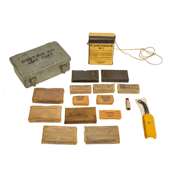 Original U.S WWII Jeep Emergency First Aid Kit 12 Unit - Complete