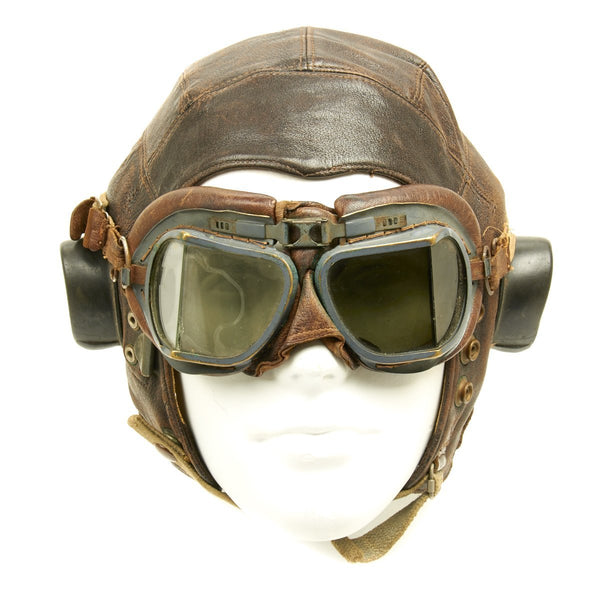 Original British WWII RAF Named Type C Leather Flying Helmet with