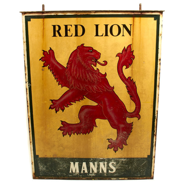 Original British WWII Red Lion MANNS Pub Sign - 48 x 36 Inches
