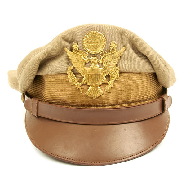 Original U.S. WWII USAAF Named Officer Khaki Crush Cap By Columbia