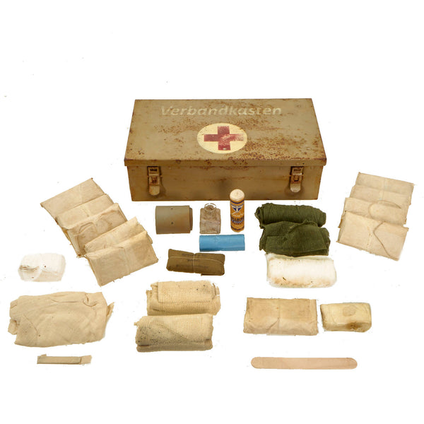 Original German WWII Verbandkasten Medic First Aid Set in Gelbbraun St –  International Military Antiques