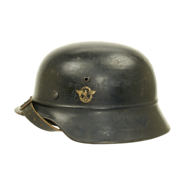1941’s～★ドイツ国防軍陸軍★Berlin Skull Ring★戦車指揮官 Original German WWII Police Double Decal M35 Beaded Helmet - ET64