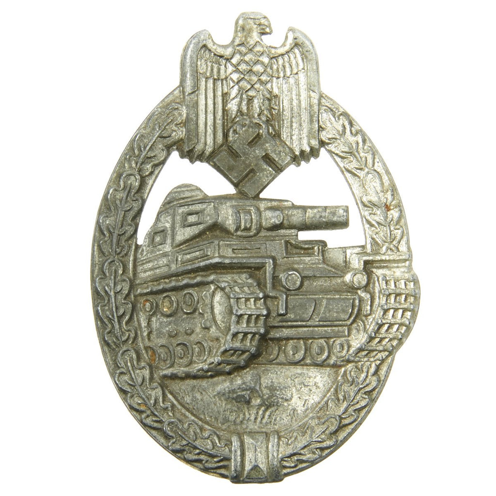Original German WWII Panzer Assault Tank Badge - Silver Grade with Solid Back Original Items