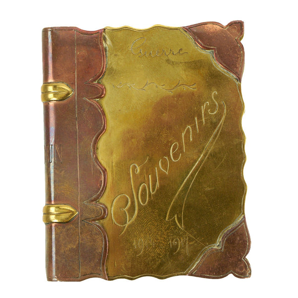 Original French WWI Trench Art Brass & Copper Book Shaped