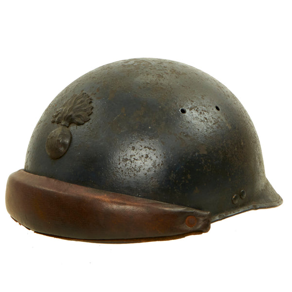 Original French WWII Model 1935 Tanker Armored Vehicle Helmet with Blu –  International Military Antiques