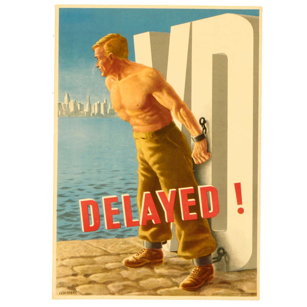 Original U.S. WWII Venereal Disease Awareness Poster VD DELAYED