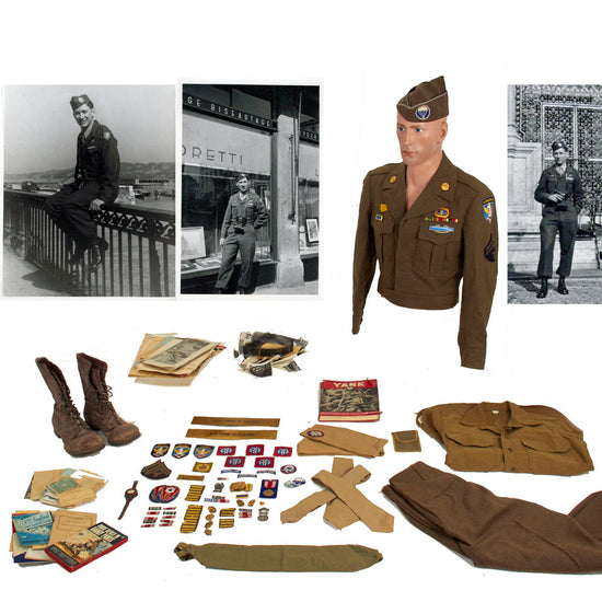 Original U.S. WWII 82nd Airborne Division, 504th Parachute Infantry Regiment Named Uniform Grouping With Over 200 Photos and Personal Items - Technician 5th Grade William E. Lamb Original Items