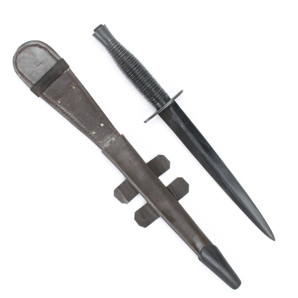 British WWII Fairbairn Sykes Fighting Knife with Scabbard and Black Steel Grip New Made Items