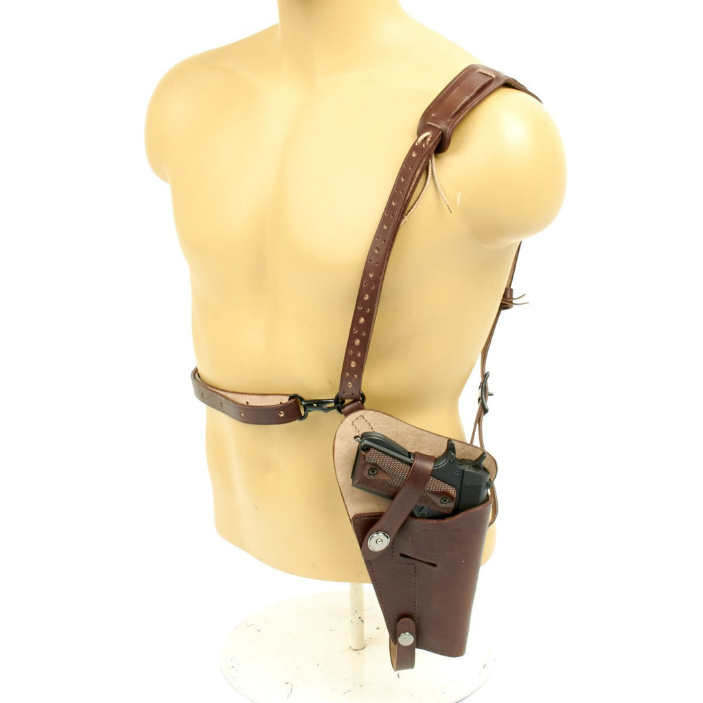 U.S. WWII 1911 .45 cal Pistol M7 Chocolate Brown Leather Shoulder Holster Rig- Embossed U.S. New Made Items