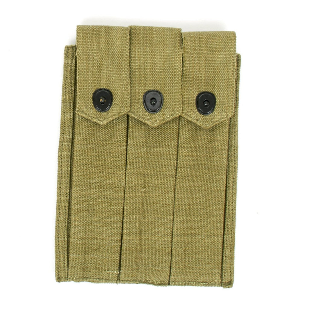 U.S. WWII Thompson SMG Three Cell 30 Round Magazine Pouch Marked U.S. - Green New Made Items