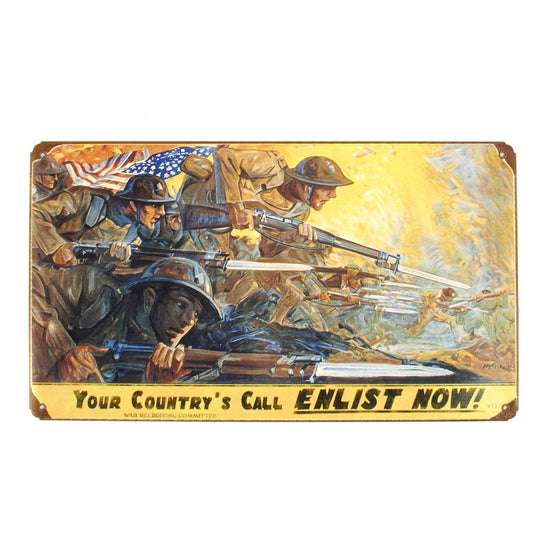 U.S. WWI Vintage Metal Sign: Your Countrys Call New Made Items